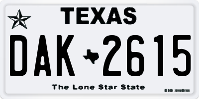TX license plate DAK2615