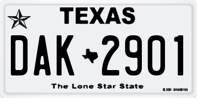 TX license plate DAK2901