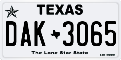 TX license plate DAK3065