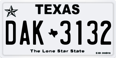 TX license plate DAK3132