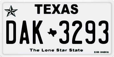 TX license plate DAK3293