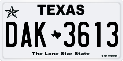TX license plate DAK3613