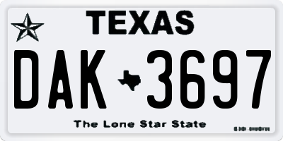 TX license plate DAK3697
