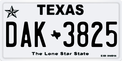 TX license plate DAK3825