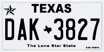 TX license plate DAK3827
