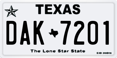TX license plate DAK7201