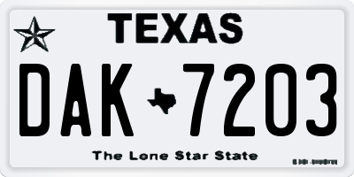 TX license plate DAK7203