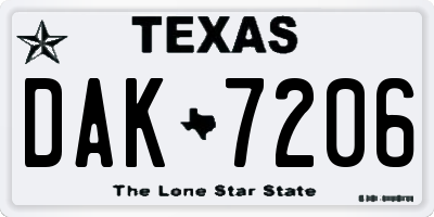 TX license plate DAK7206
