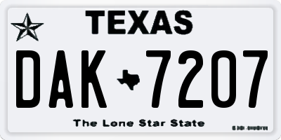 TX license plate DAK7207