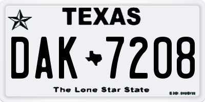 TX license plate DAK7208