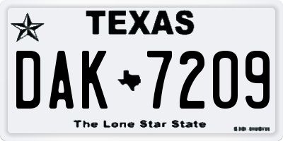 TX license plate DAK7209