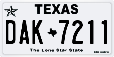 TX license plate DAK7211