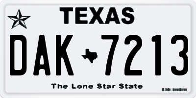 TX license plate DAK7213