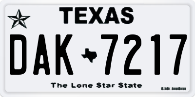 TX license plate DAK7217