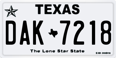 TX license plate DAK7218