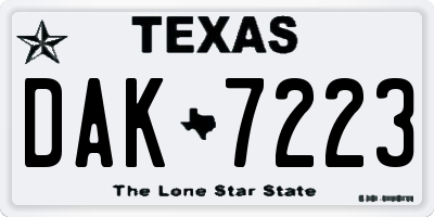 TX license plate DAK7223