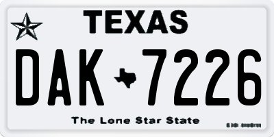 TX license plate DAK7226