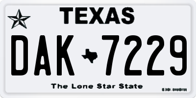 TX license plate DAK7229