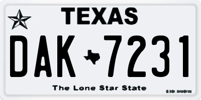 TX license plate DAK7231