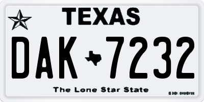 TX license plate DAK7232