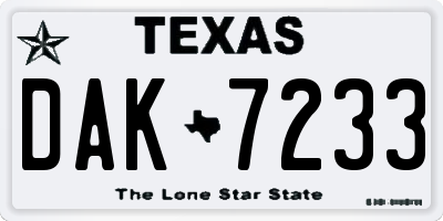 TX license plate DAK7233
