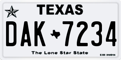 TX license plate DAK7234