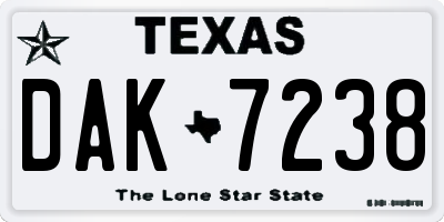 TX license plate DAK7238