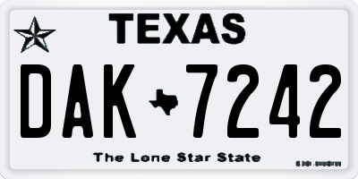 TX license plate DAK7242