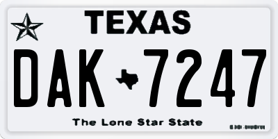 TX license plate DAK7247