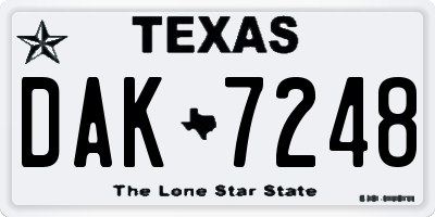 TX license plate DAK7248