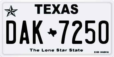 TX license plate DAK7250