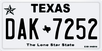 TX license plate DAK7252
