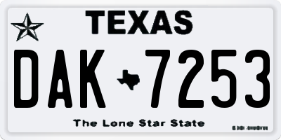 TX license plate DAK7253