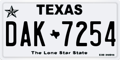 TX license plate DAK7254