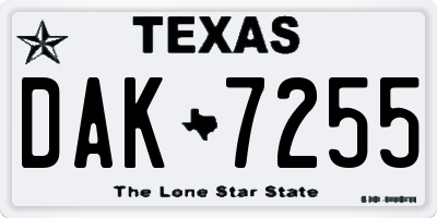 TX license plate DAK7255