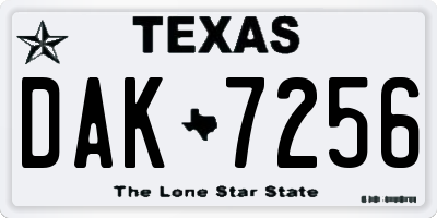 TX license plate DAK7256