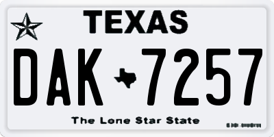 TX license plate DAK7257