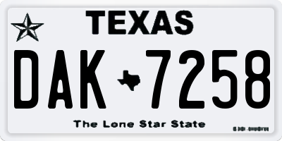 TX license plate DAK7258