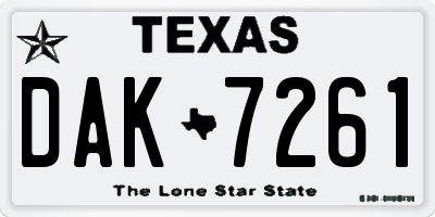 TX license plate DAK7261