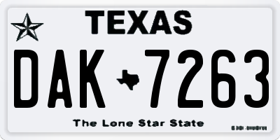 TX license plate DAK7263