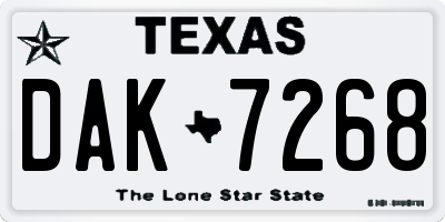 TX license plate DAK7268