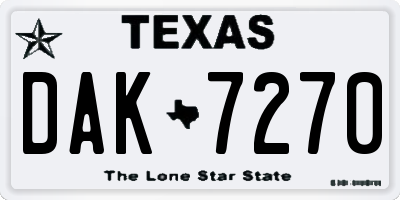 TX license plate DAK7270