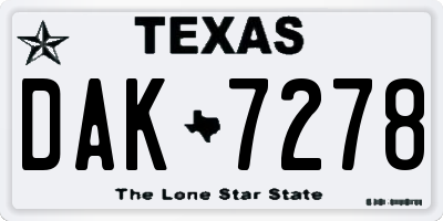 TX license plate DAK7278