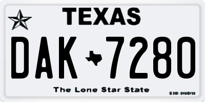TX license plate DAK7280