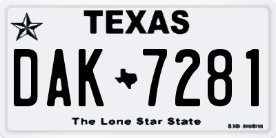 TX license plate DAK7281