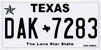 TX license plate DAK7283