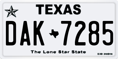 TX license plate DAK7285