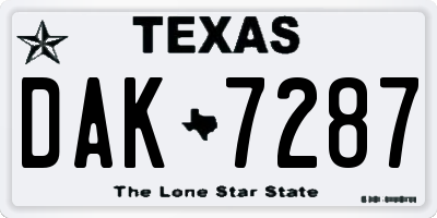 TX license plate DAK7287