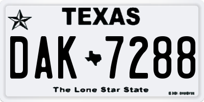 TX license plate DAK7288