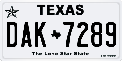 TX license plate DAK7289